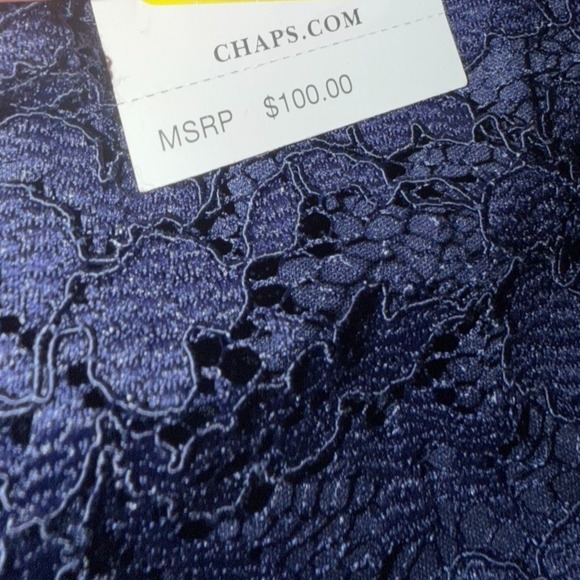 Chaps Navy Blue‎ Lace Sleeveless Dress - Elegant Party Cocktail Size 4 - Picture 9 of 9
